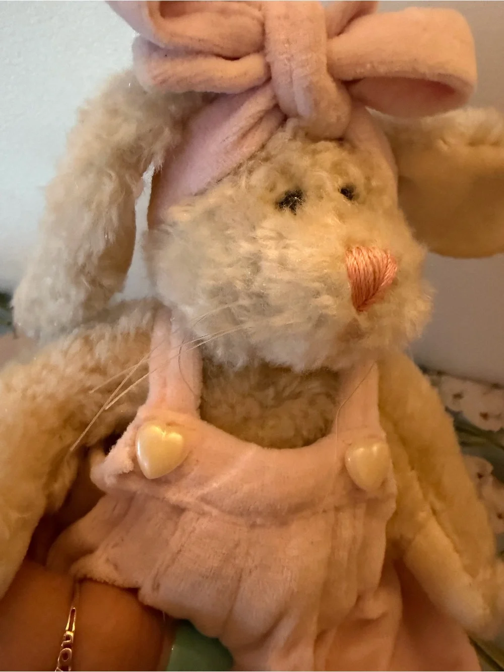 Boyd’s Retired Bears Lavinia Rabbit 1996 Pink Overalls & Bow